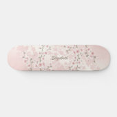 Cherry Blossom Abriot  Floral Monogram Skateboard (Horizontaal)