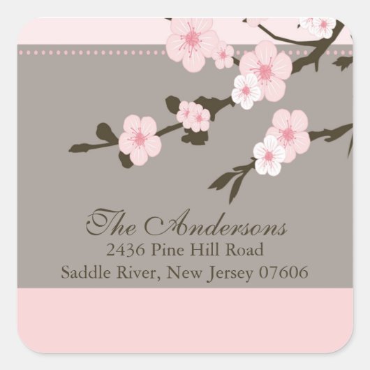 Cherry Blossom Adresse de retour Sticker Mariage (Devant)