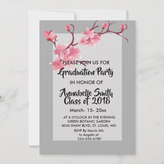 Cherry Blossom Afstuderen Kaart (Voorkant)