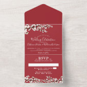 Cherry Blossom All-in-One Red Event Invitation All In One Uitnodiging (Binnen)