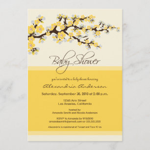Cherry Blossom Baby shower Invitation (geel) Kaart