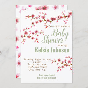 Cherry Blossom Baby shower Kaart