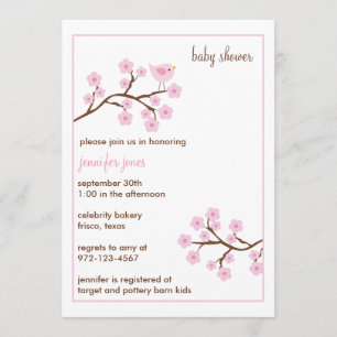 Cherry Blossom Baby Shower-uitnodigingen Kaart