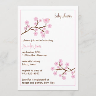 Cherry Blossom Baby Shower-uitnodigingen Kaart