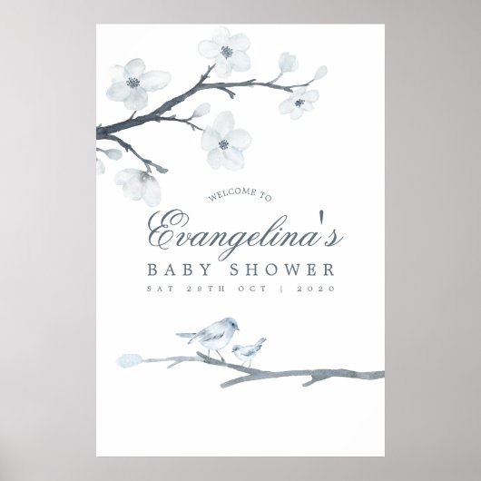 Cherry Blossom Baby shower Welcome Poster (Voorkant)