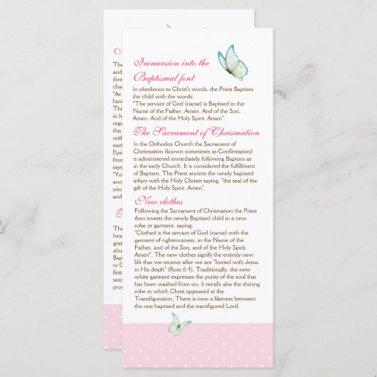 Cherry Blossom Baptism Programme 4/5 Programma (Voorkant / Achterkant)