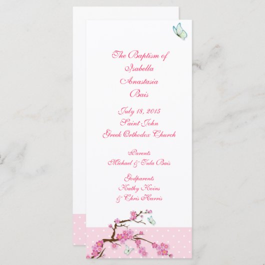 Cherry Blossom Baptismal Programme 1/5 Programma (Voorkant / Achterkant)