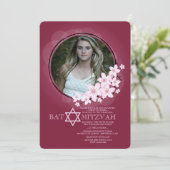 Cherry Blossom Bat mitzvah Photo Invitation (Debout devant)