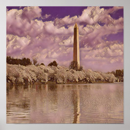 Cherry Blossom bij het Washington Monument Poster