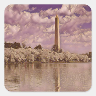 Cherry Blossom bij het Washington Monument Vierkante Sticker