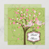 Cherry Blossom Birds Bridal Shower Uitnodiging (Voorkant / Achterkant)