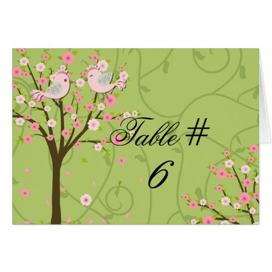 Cherry Blossom Birds Gepersonaliseerd Tafelnummer  (Voorkant Horizontaal)