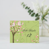 Cherry Blossom Birds Tafelnummer Briefkaart (Staand voorkant)