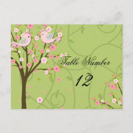 Cherry Blossom Birds Tafelnummer Briefkaart