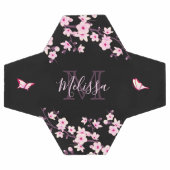 Cherry Blossom Black Rose Votre nom Monogramme (Plat)