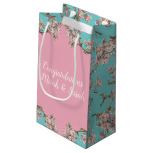 Cherry Blossom Blauwgroen Retro  Baby shower Klein Cadeauzakje