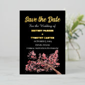 Cherry Blossom Bloemen Foto QR Code Bruiloft Folie Uitnodiging (Staand Voorkant)