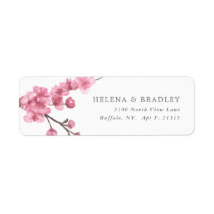 Cherry Blossom Bloom   Retouradres bruiloft Etiket