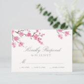 Cherry Blossom Bloom | Roze weddenschap RSVP Kaartje (Staand voorkant)