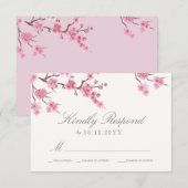 Cherry Blossom Bloom | Roze weddenschap RSVP Kaartje (Voorkant / Achterkant)