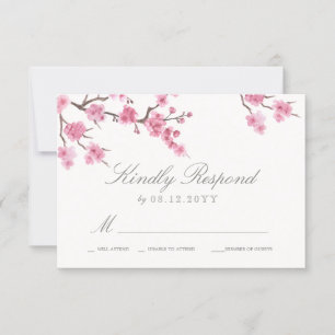 Cherry Blossom Bloom Roze weddenschap RSVP Kaartje