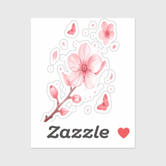 Cherry Blossom Bloom Vinyl Sticker – Soft Pink (Feuille)