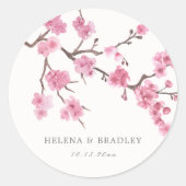 Cherry Blossom Bloom Wedding Ronde Sticker (Voorkant)