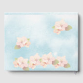 Cherry Blossom Blue Aquarelle Mariage Livre d'hôte (Verso)