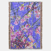 Cherry Blossom Blue Roze Floral Design Deken (Voorkant Verticaal)