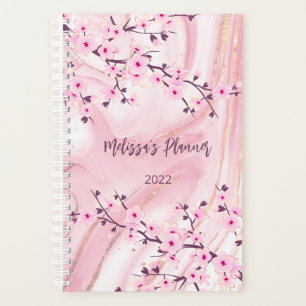 Cherry Blossom Blush Ink Marble Ajouter Nom Et Ann