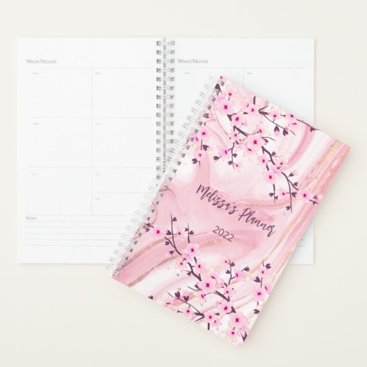 Cherry Blossom Blush Ink Marble Ajouter Nom Et Ann (Devant avec enveloppe)