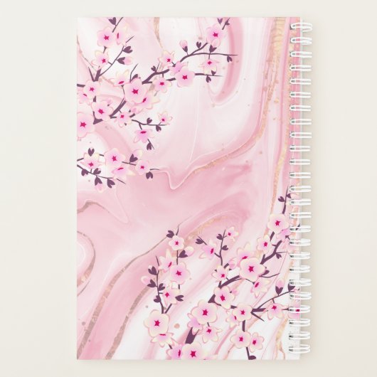 Cherry Blossom Blush Ink Marble Ajouter Nom Et Ann (Dos)