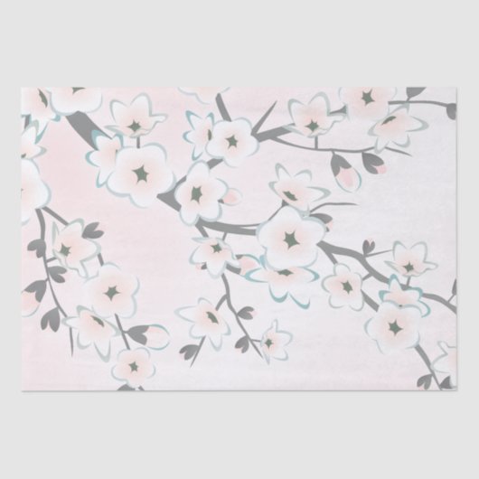 Cherry Blossom Blush Mint Chic Tissuepapier (Voorkant)