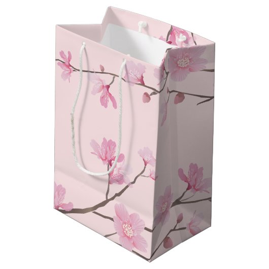 Cherry Blossom - Blush Pink Medium Gift Bag Medium Cadeauzakje (Achterkant Gekanteld)
