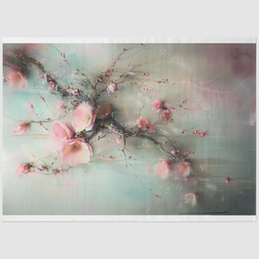 Cherry Blossom Branch, Abstract Realisme Tissuepapier (Voorkant)