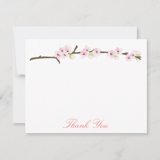 Cherry Blossom Branch Hartelijk dank (Wit) Bedankkaart (Voorkant)