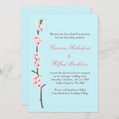 Cherry Blossom Branch Invitation (blauw) Kaart (Voorkant / Achterkant)