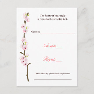 Cherry Blossom Branch RSVP (wit) Kaartje
