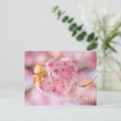 Cherry Blossom Branch Spring Text Briefkaart (Staand voorkant)