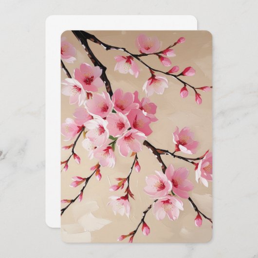 Cherry Blossom Branches Art – Elegante roze Sakura Kaart (Voorkant / Achterkant)