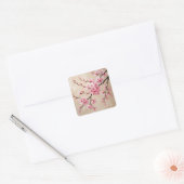 Cherry Blossom Branches Art – Elegante roze Sakura Vierkante Sticker (Envelop)