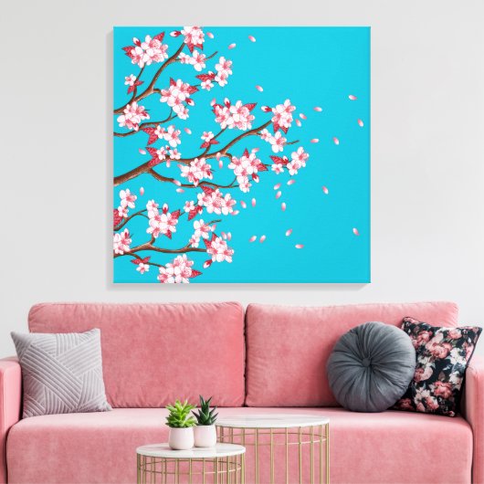 Cherry Blossom Branches Custom Wrapped Canvas (Insitu (Woonkamer))