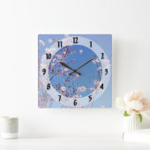 Cherry Blossom Branches Vierkante Klok (Huis)