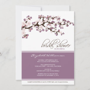 Cherry Blossom Bridal Shower Invitation (lila) Kaart