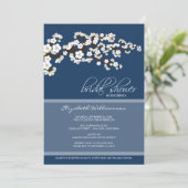 Cherry Blossom Bridal Shower Invitation (marine) Kaart (Staand voorkant)