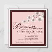 Cherry Blossom Bridal Shower Invitation PInk Brown Kaart (Voorkant)