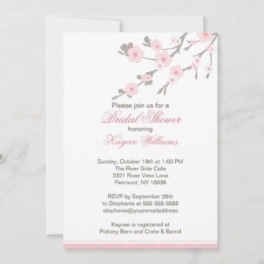 Cherry Blossom Bridal Shower Uitnodiging (Voorkant)