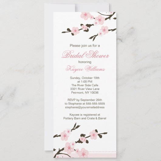 Cherry Blossom Bridal Shower Uitnodiging (Voorkant)