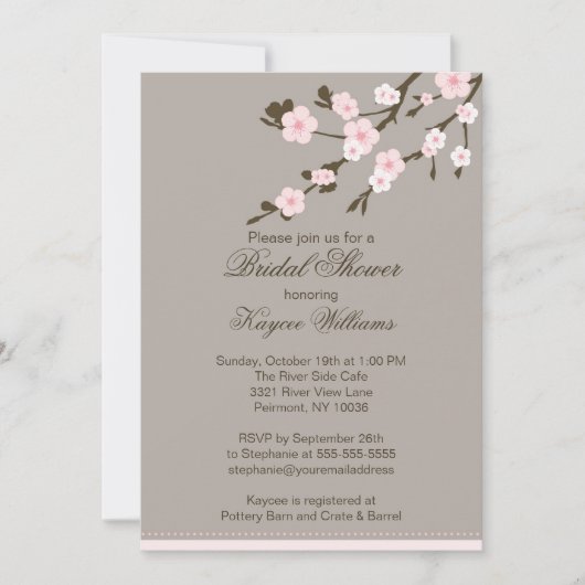 Cherry Blossom Bridal Shower Uitnodiging (Voorkant)