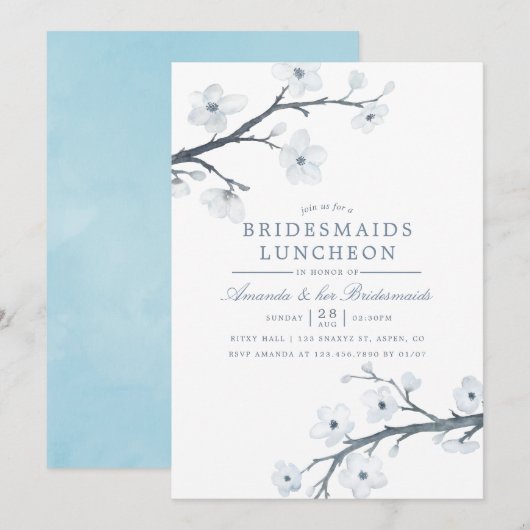 Cherry Blossom Bridesmaids Luncheon Uitnodiging (Voorkant / Achterkant)